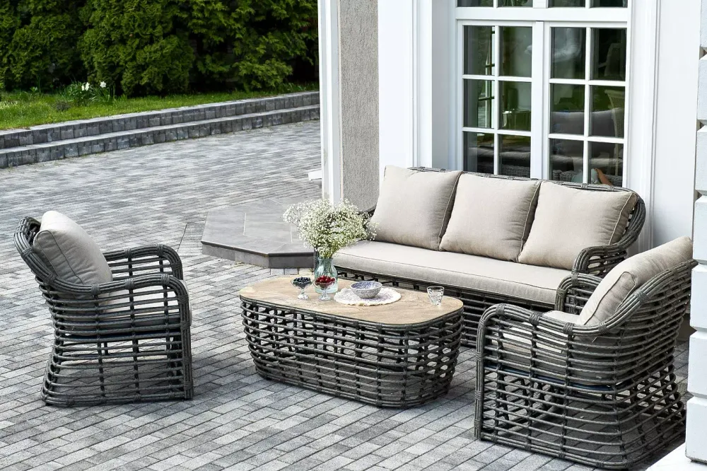 "Ницца" лаунж-зона из искусственного ротанга, цвет серый