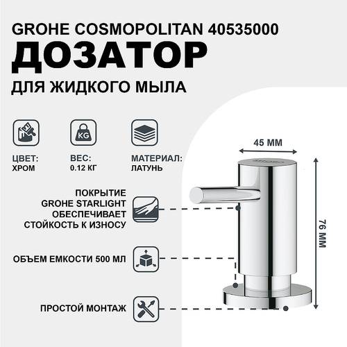 Дозатор для жидкого мыла Grohe Cosmopolitan 40535000 Хром