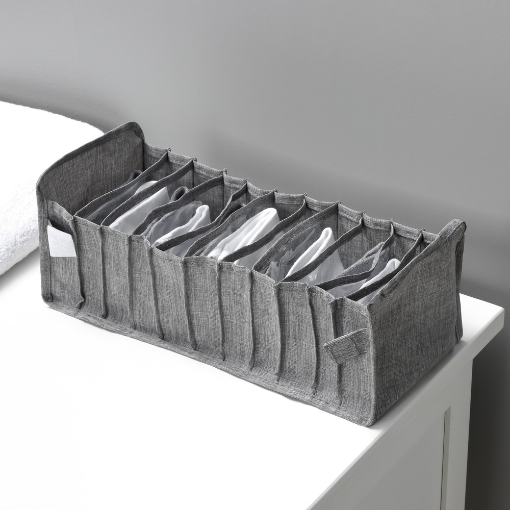Органайзер для белья 11 ячеек, 35х14х13 см, цвет серый