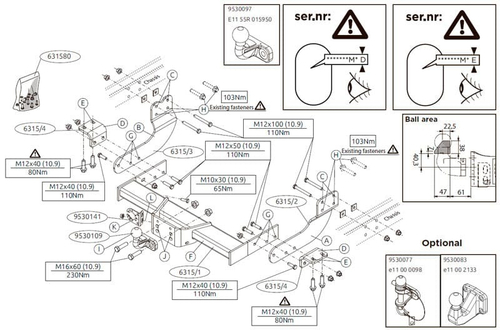 Фаркоп Brink (Thule) 631500 для FORD TRANSIT 14-(паспорт и сертификат в комплекте)(без электрики)