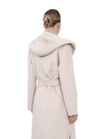 Пальто с капюшоном и отделкой по полам (вязка)