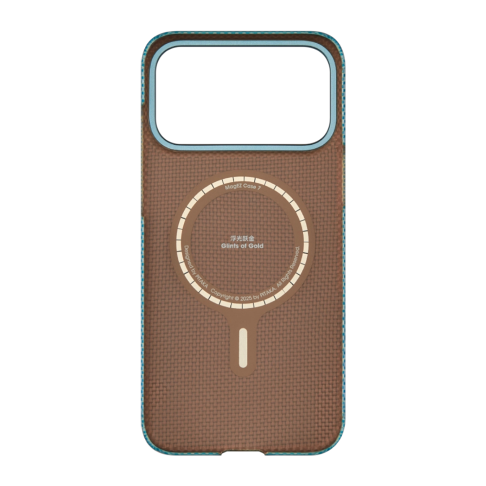 Арамидный чехол MagSafe PITAKA Glints of Gold PitaTap Edge Case для iPhone 17 Pro Ультратонкий текстурированный чехол из арамидного волокна с сенсорной накладкой для Контроллера камеры