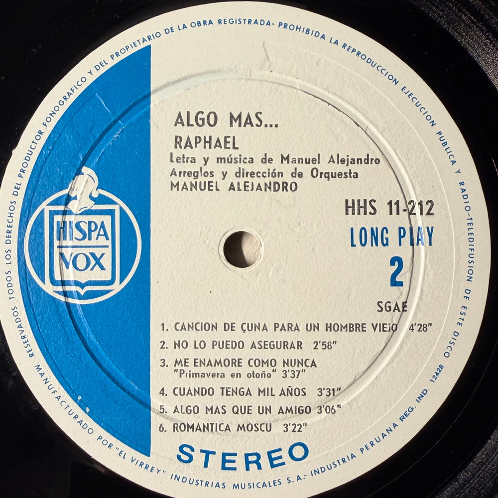 Raphael - Algo Mas (Перу 1971г.)