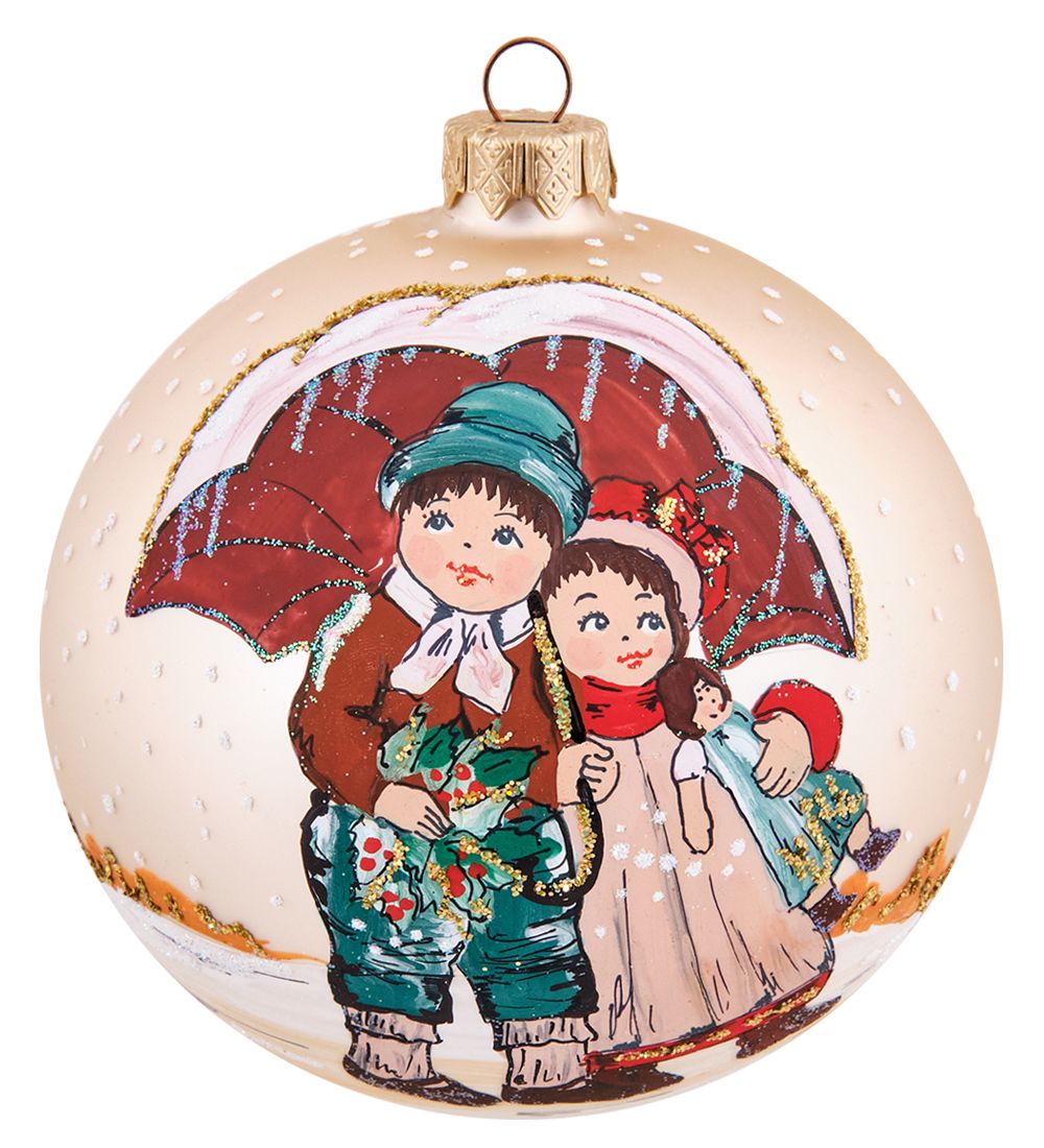 НФШ-1673 Ел.украшение Шар «Дети под зонтом» 100 мм