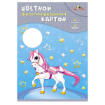 Картон цветной Апплика, А4, металлизированный, фольгинированный, 5 листов, 5 цветов, картонная папка, "Волшбеная лошадка"