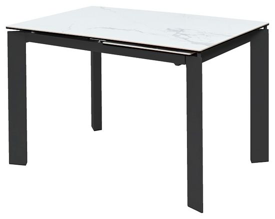 Стол CORNER 120 HIGH GLOSS STATUARIO керамика, стекло/черный каркас