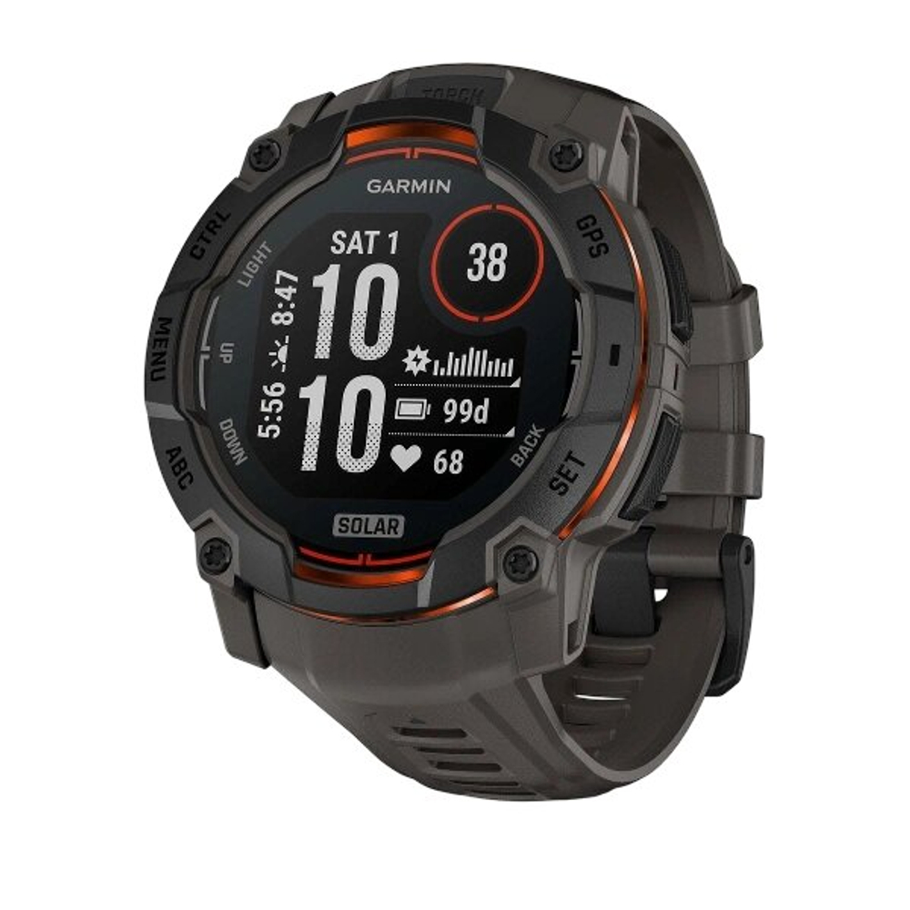 Умные часы Garmin Instinct 3 50mm, Solar, Black with Charcoal Silicone Band (010-02935-00)