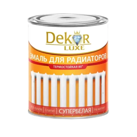 DEKOR LUXE  Алкидная  эмаль для радиаторов отопления супербелая 0,8кг (Кубанские краски)
