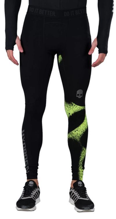 Мужские теннисные штаны Hydrogen Spray Leggings - black/yellow fluo