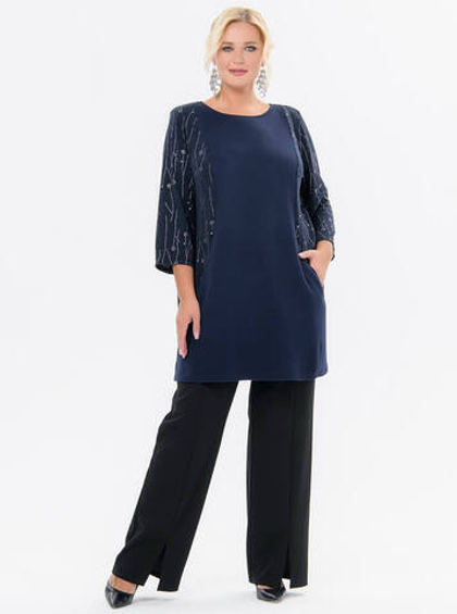 Туника с карманами Серебро на синем