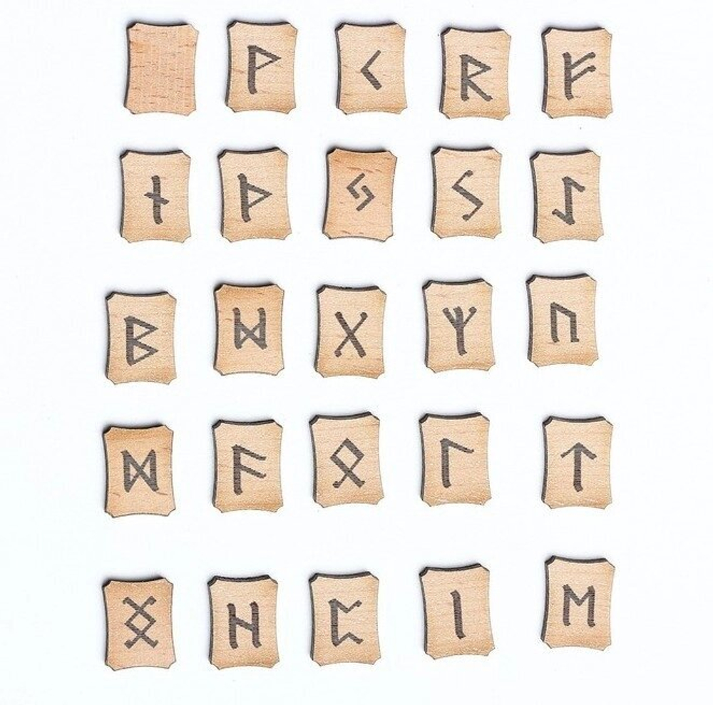 Набор скандинавских рун, 25 шт., бук (в комплекте мешочек)