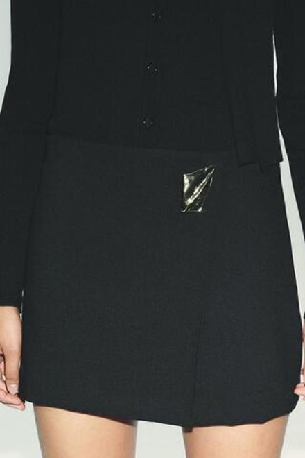 ZARA ЮБКА-БРЮКИ С АСИММЕТРИЧНОЙ ОТДЕЛКОЙ, ЧЕРНЫЙ