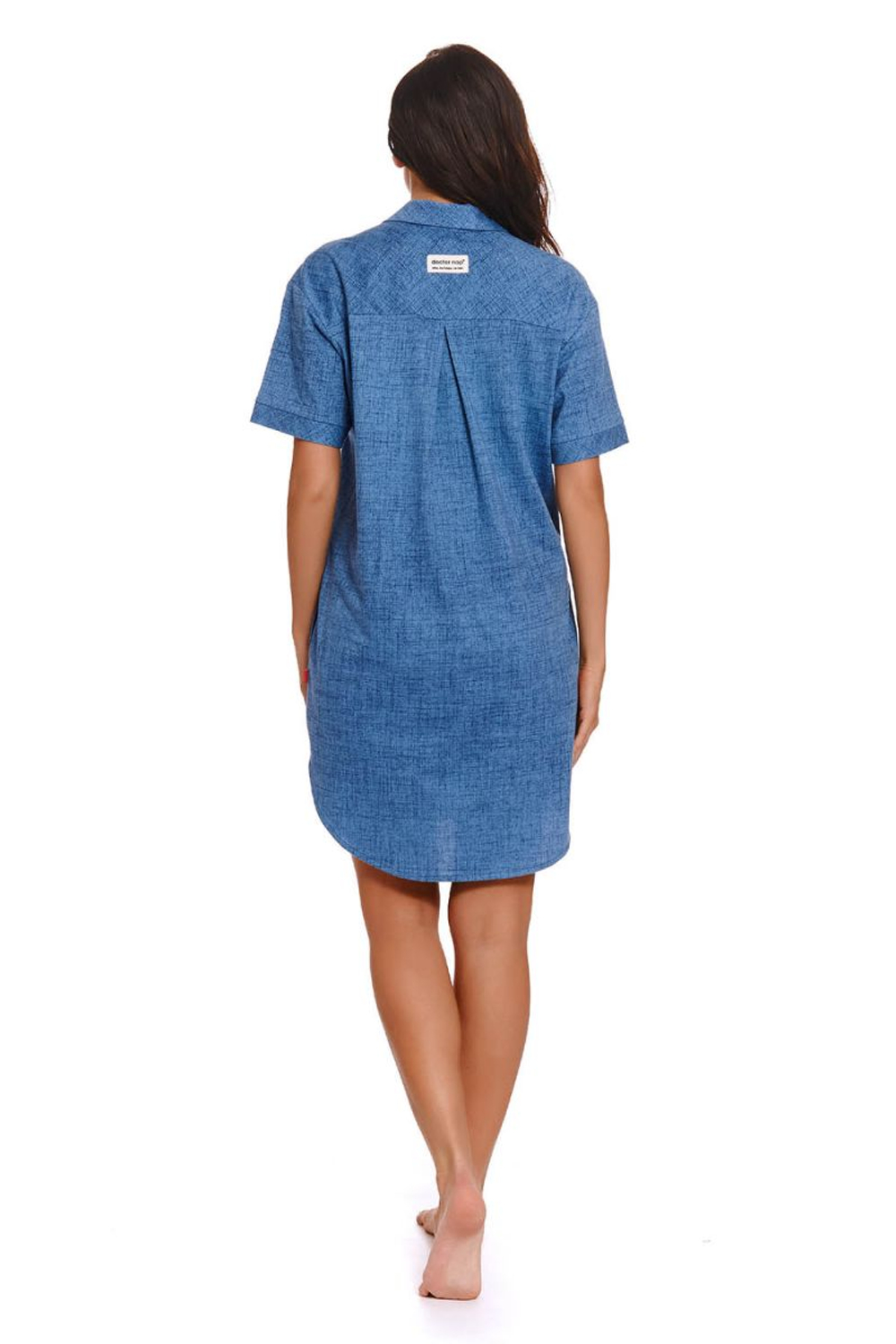 Оригинальное платье-рубашка на пуговках (Размер: S) (Цвет: синий)