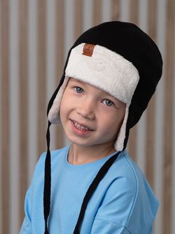 Шапка весенняя/осенняя вязаная (Черный) ТОКИ велюр