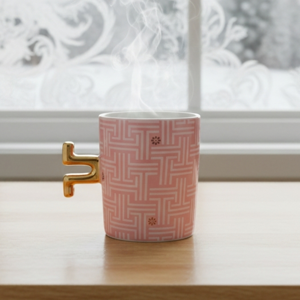 Керамическая кружка SWED HOUSE, розовый, бирюзовый 325 мл