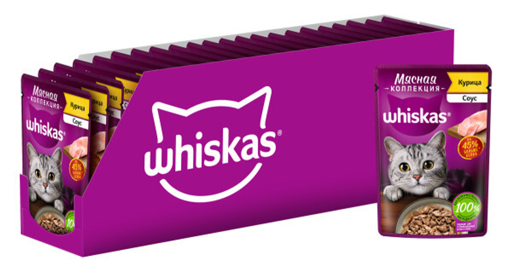 Соус с курицей, 75г корм для кошек влажный Whiskas