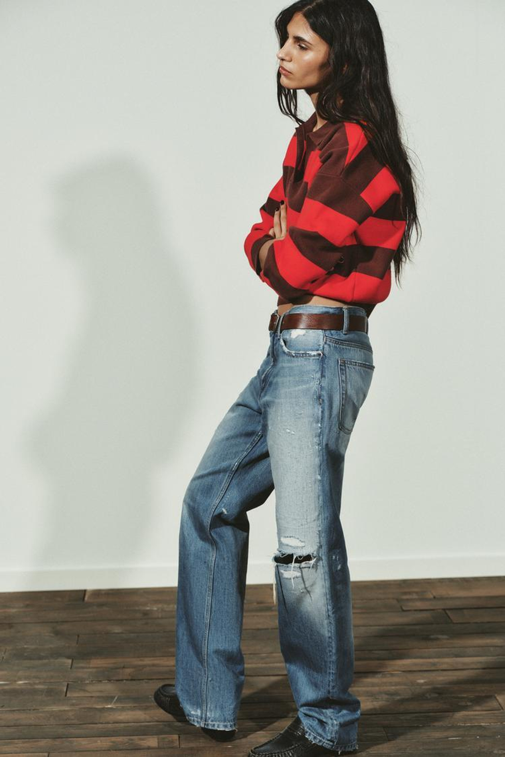 ZARA ТРИКОТАЖНОЕ ПОЛО В ПОЛОСКУ, ПОЛОСКИ