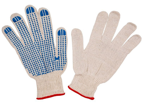 Перчатки хлопчатобумажные с ПВХ напылением, 4 нити, 10 класс