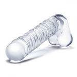 Прозрачный фаллоимитатор 8" Realistic Ribbed Glass Dildo - 20,3 см.