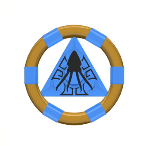 Кольцо с центральным треугольником, золотыми полосками и узором «кальмар» 87748pb04 Trans-Dark Blue