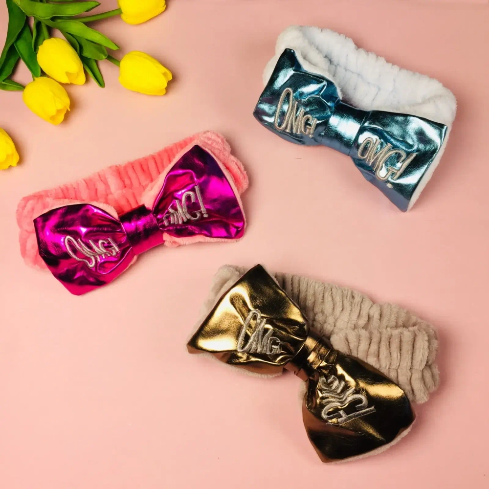 Повязка на голову «Кокетка - Omg!», цвет черный, голубой, розовый и бежевый, 20*5см (упаковка белый ZIP пакет)