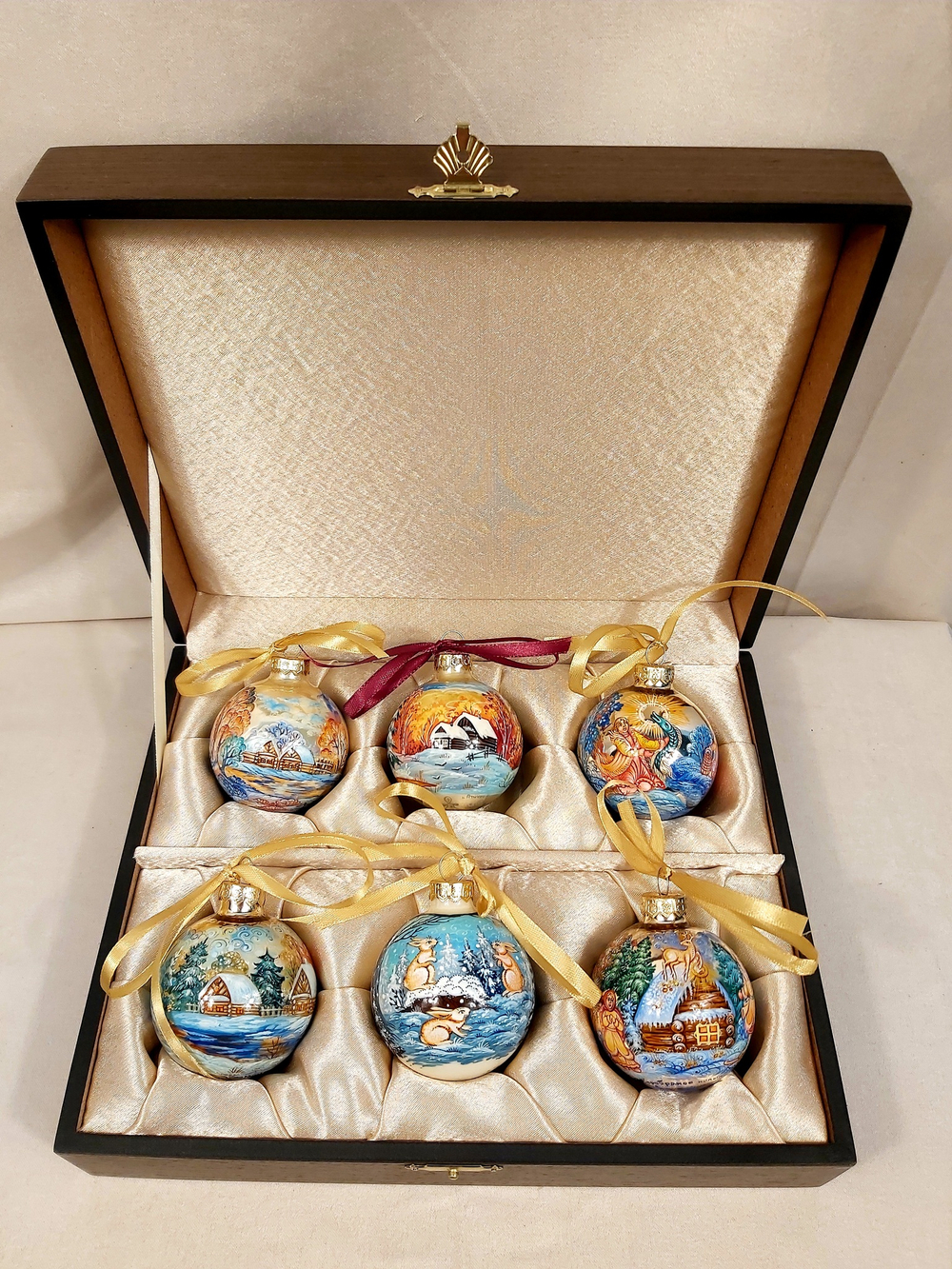 Набор елочных шаров  с ручной росписью Палех  №10
