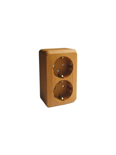 Розетка 2-м ОП Этюд Дача 16А IP20 250В с заземл. защ. шторки бук SE PA16-008T