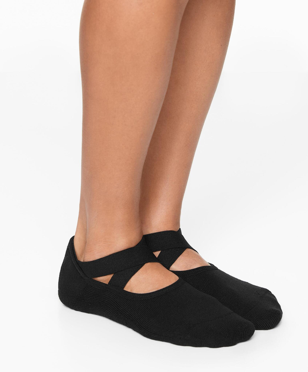 Oysho 2 пары носков для йоги и пилатеса из смесового хлопка, черный