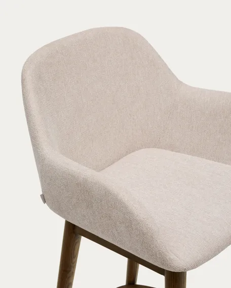 Полубарный стул Konna 65 см бежевый с ножками из темного ясеня