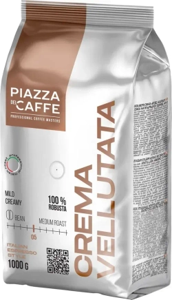 Кофе в зёрнах Piazza del Caffee Crema Vellutata, робуста, 1 кг