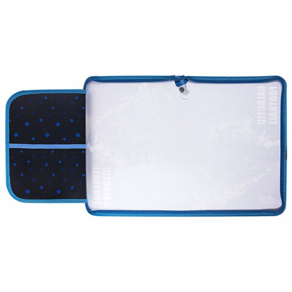 Папка для труда на молнии ЮНЛАНДИЯ А4, 1 отделение, откидная планка, органайзер, "Football", 270986