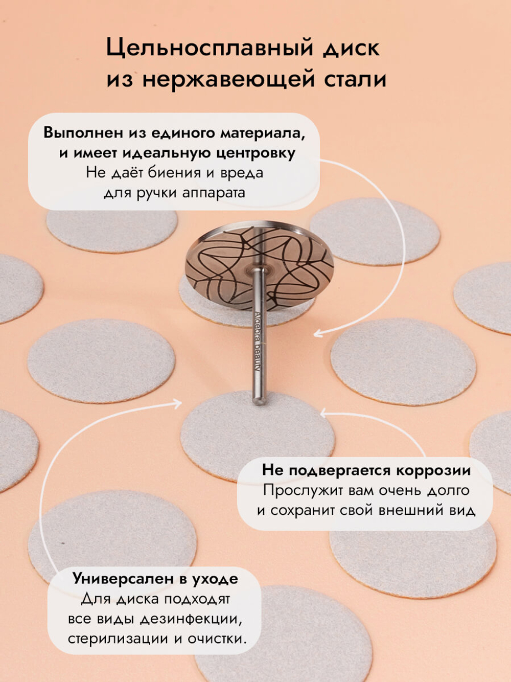 Стартовый набор сменных файлов с основой для дискового педикюра, размер L, 70 штук