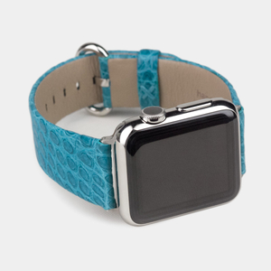 Ремешок для Apple Watch 44/45/46 mm из кожи аллигатора, цвета тиффани