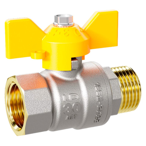 Кран шаровой латунный LD Pride 47.20.В-Н.Б GAS (бабочка)