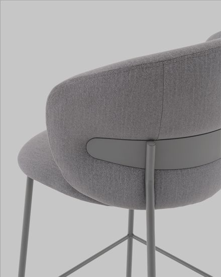 Стул полубарный Блейз велюр серый, каркас серый
