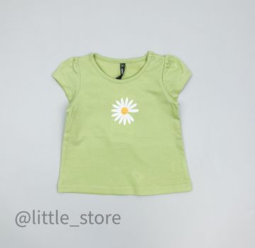 Футболка хлопковая "Летние цветы" сочный лайм