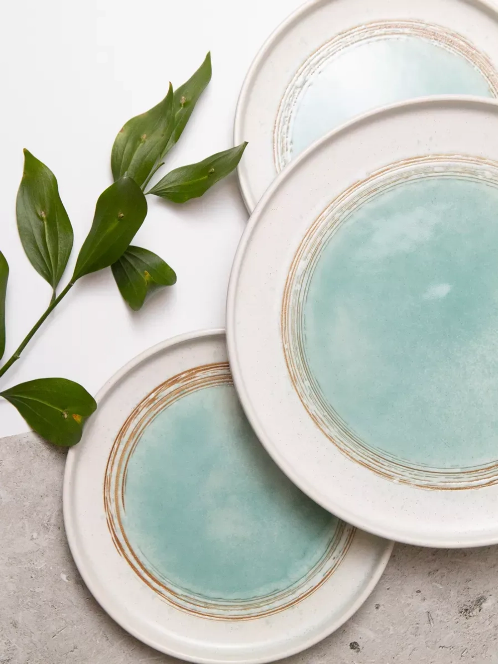 Набор 2шт тарелок с бортами 26 см Аквамариновое золото