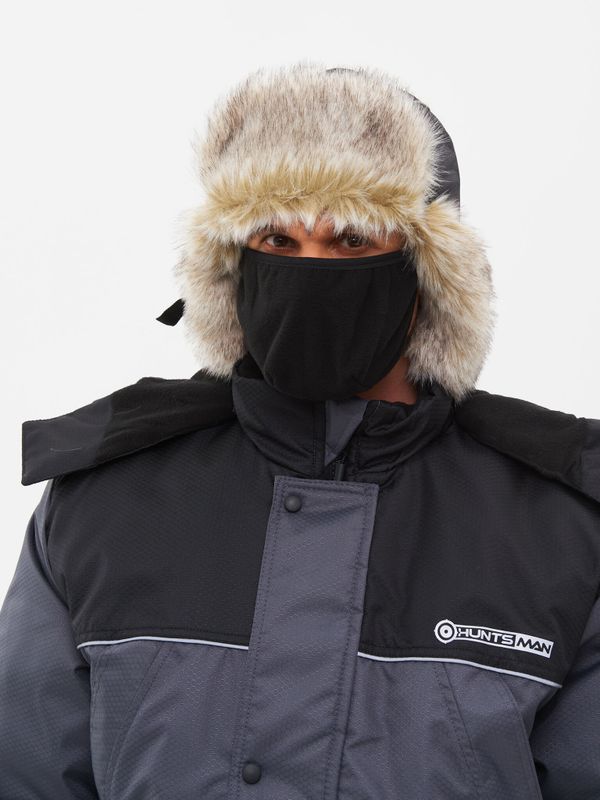 Шапка ушанка зимняя Полюс ткань Cell цвет Серый/Черный