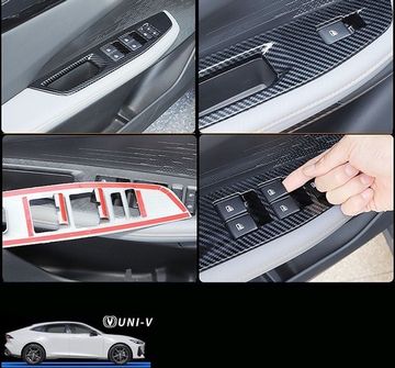 Накладки на кнопки стеклоподъёмников Changan Uni V 2021-2025 карбон