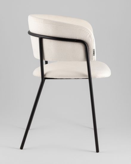 Кресло Нэлли New буклированный велюр белый, черные ножки металл