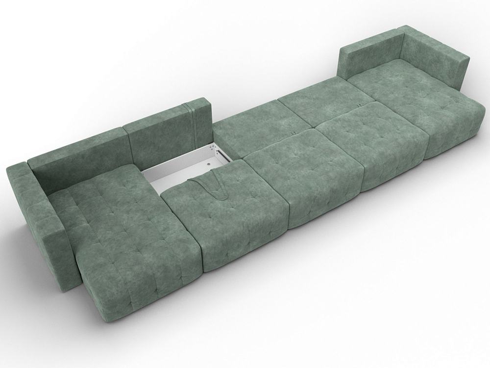 Диван П-образный Лига-052 НПБ МегаЛонг, BRUT 08 ВЕЛЮР зеленый