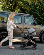 Коляска 3 в 1 Cybex Priam IV Rosegold complete и автокресло Cloud T i-Size Mirage Grey Plus Leaf Green