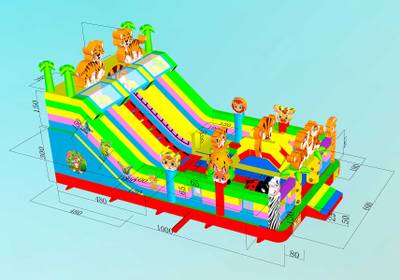 Коммерческий надувной батут «Тигриная страна 4», 10*6*5,5 м