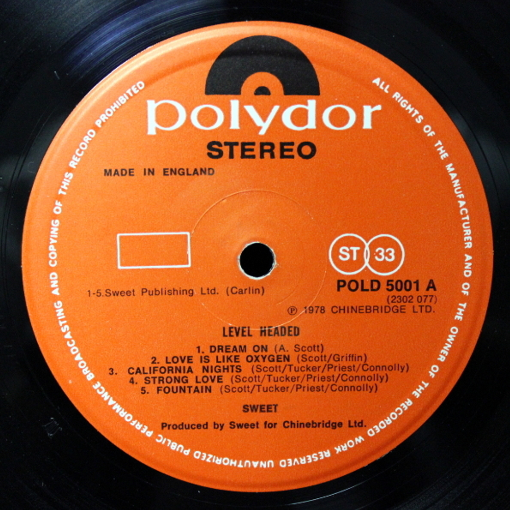 Sweet / Level Headed (LP)
