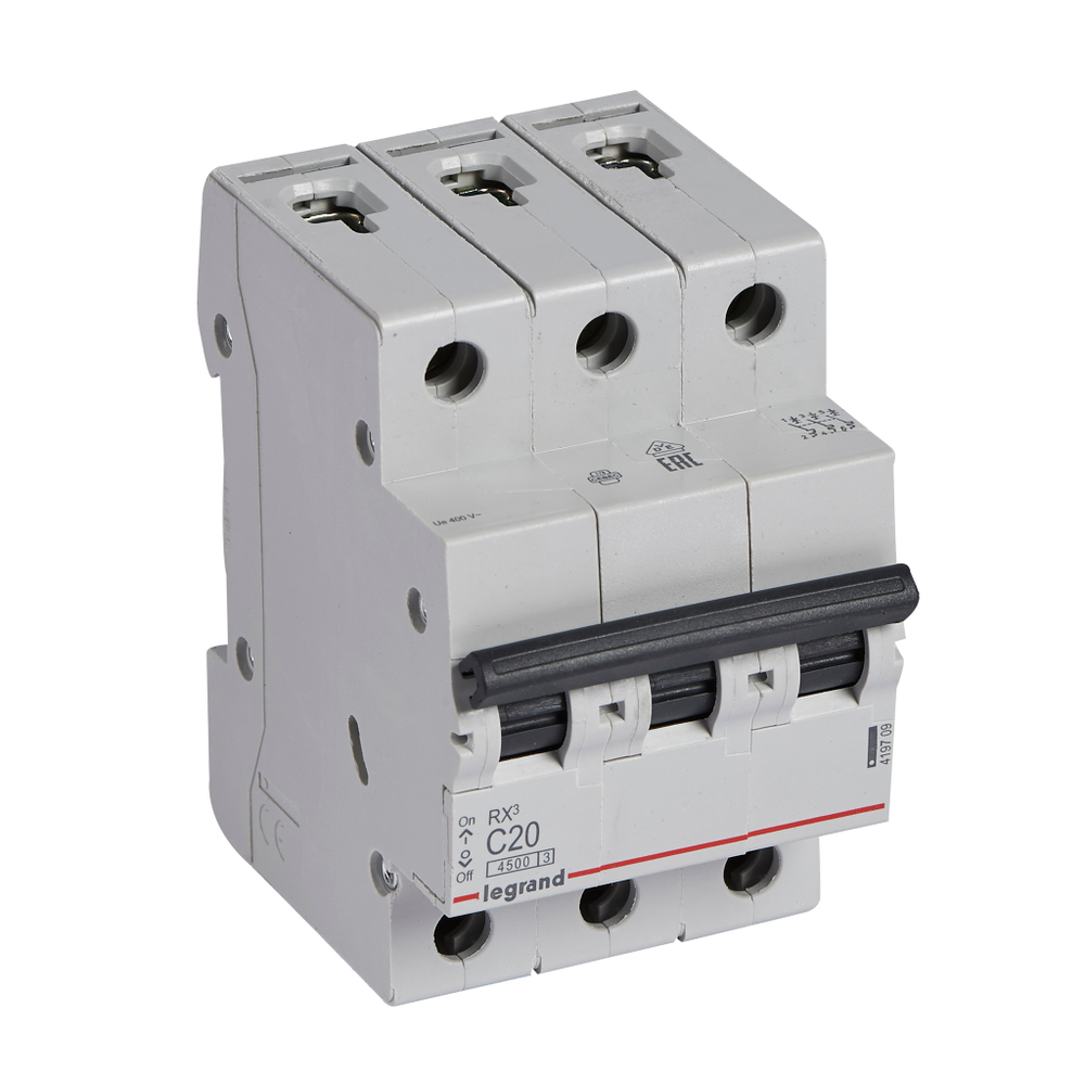 Автоматический выключатель 4,5кА 20А 3П C Rx3 Legrand