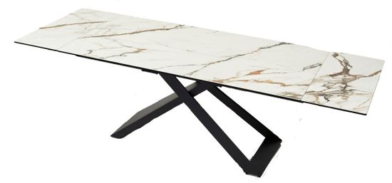 Стол LIVORNO 180 KL-188 Контрастный мрамор матовый, итальянская керамика/ черный каркас