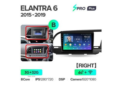 Магнитола Teyes SPRO Plus 3-32 Hyundai Elantra 6 (правый руль) 2015 — 2019 9.0" (B)