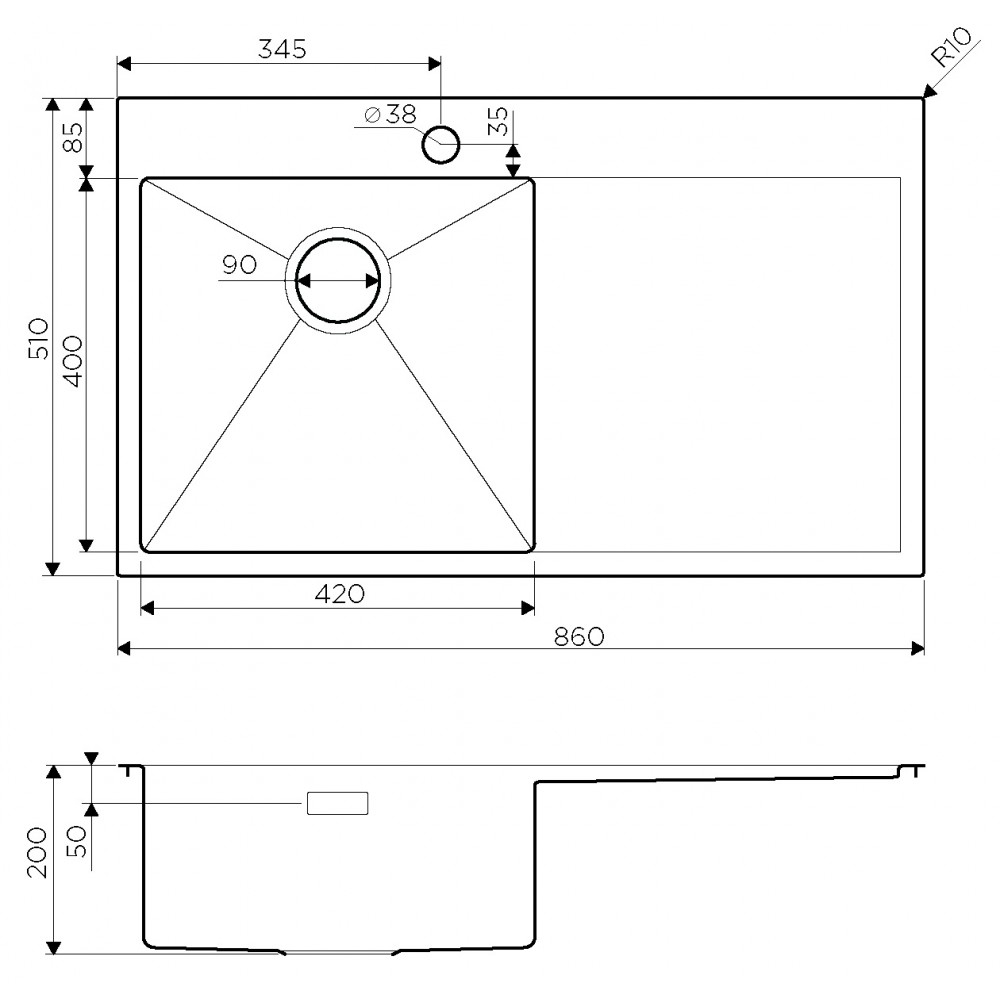Кухонная мойка Omoikiri Akisame 86-IN-L