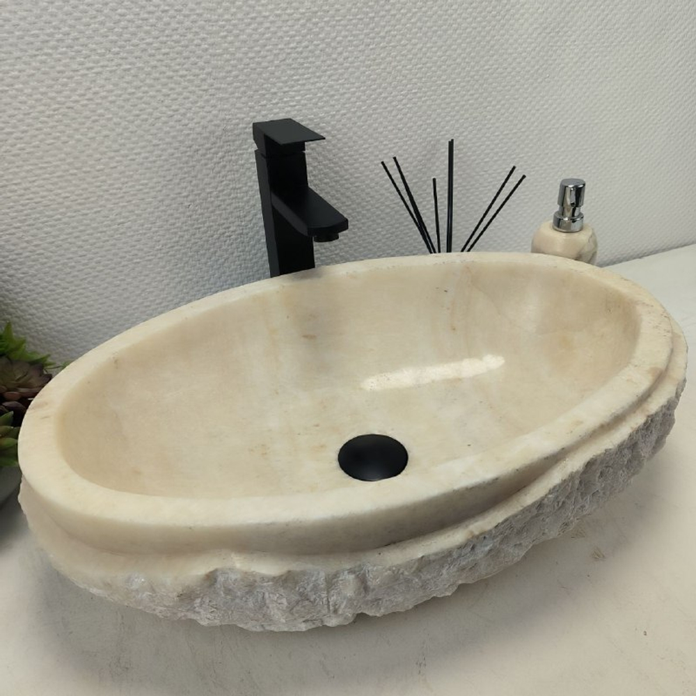 Раковина из оникса Oval White Marmo Wave OO-62533 58*38*15