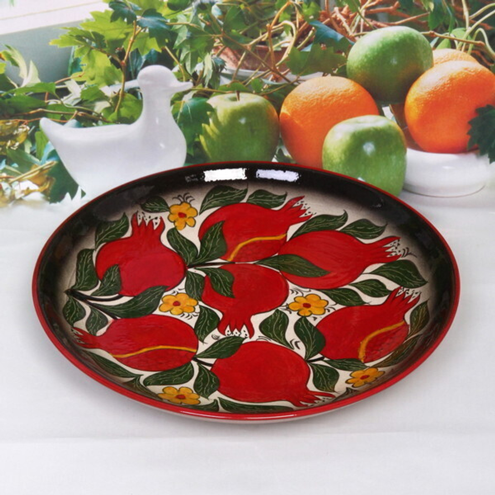 Ляган плоский 32см Гранат Риштанская Керамика